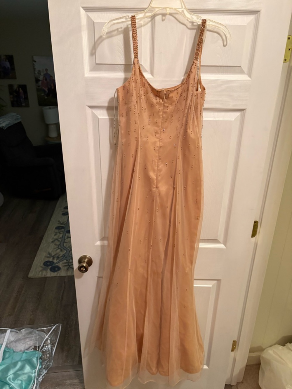 Beaded Peach Formal Gown